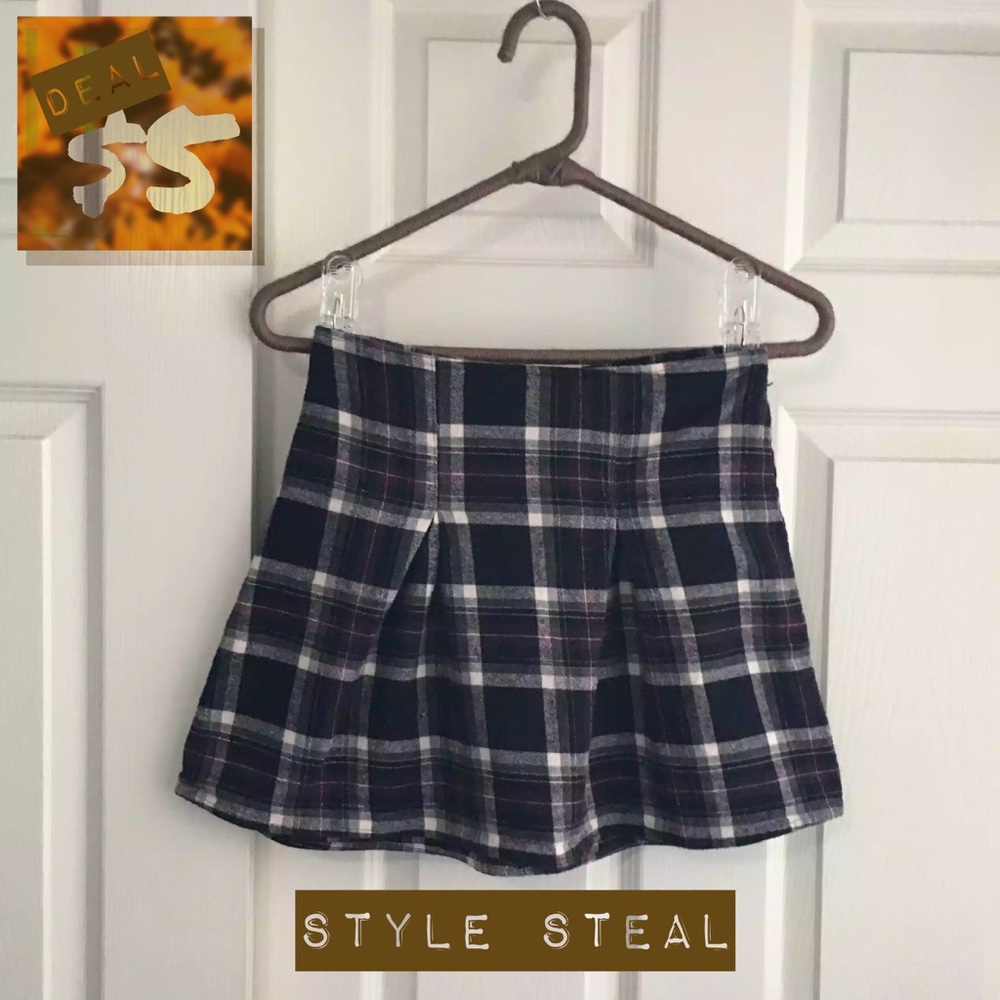 💚 Black and purple plaid mini skirt
